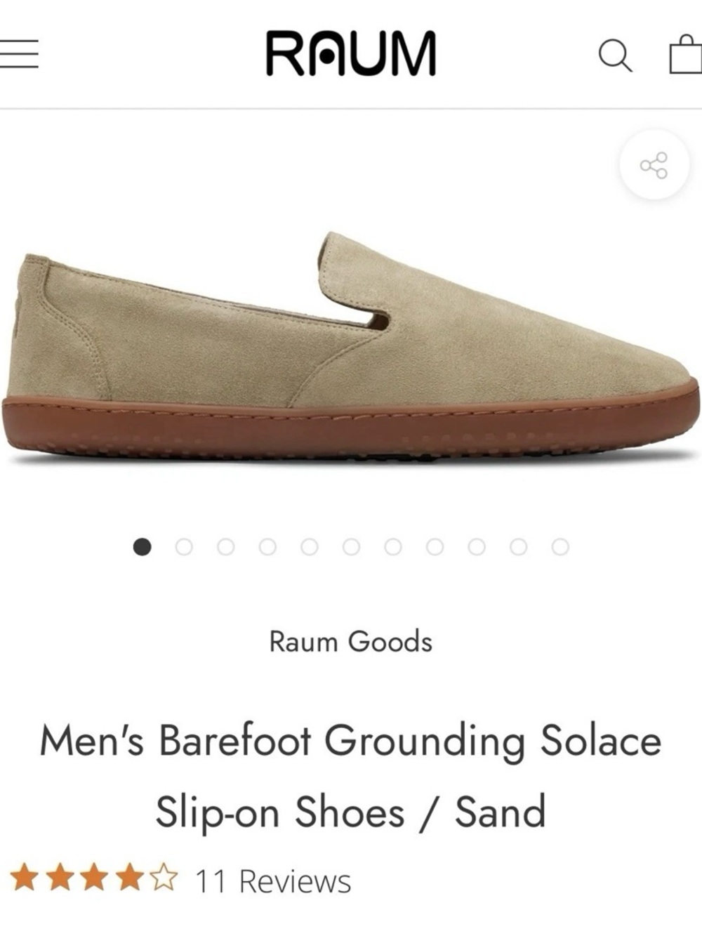 New Raum Goods Men's Barefoot Grounding Solace Slip-on Shoes/Sand
US size 8